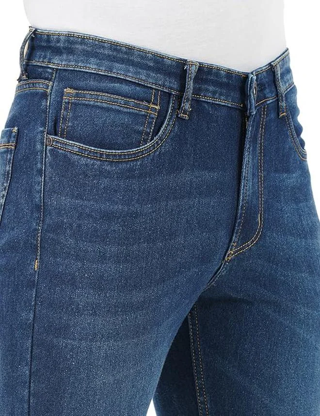 inkd Denim divine Men's Slim Fit Jeans - Mid-Rise | Cotton Blend | Contrast Stitch | Stretchable Fabric | Classic 5 Pocket Styling for Men | Best Price UAE